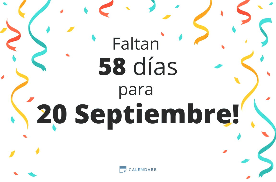 Descubre cuántos días faltan para 20 Septiembre - Calendarr