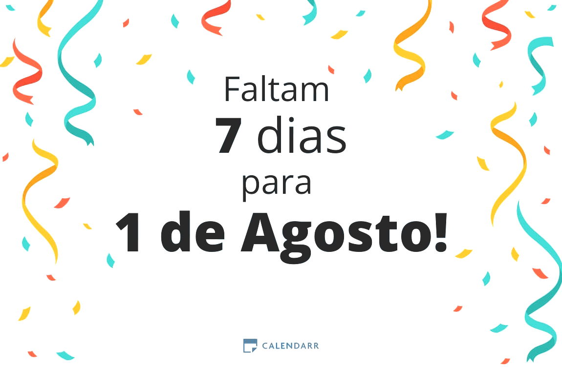Descubra quantos dias faltam para 1 de Agosto - Calendarr