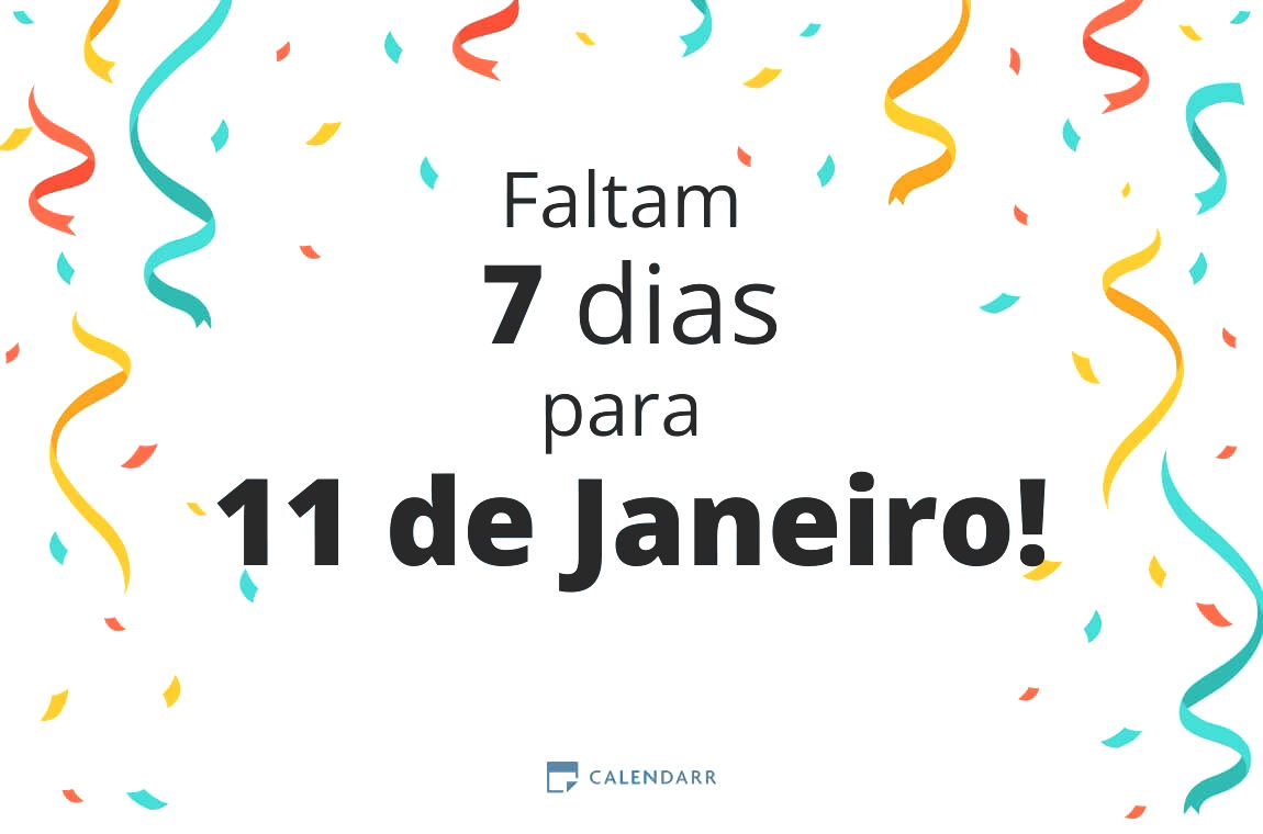 Descubra quantos dias faltam para 11 de Janeiro - Calendarr