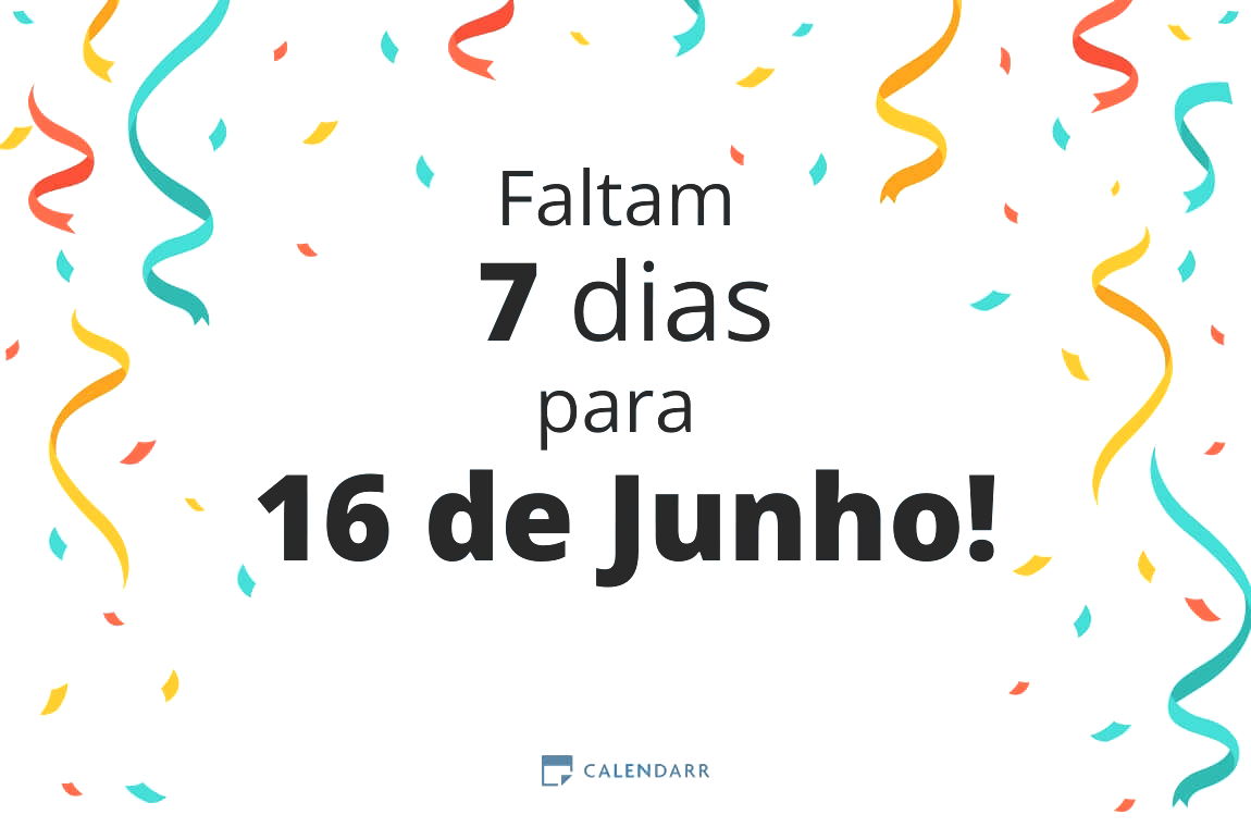 Descobre quantos dias faltam para 16 de Junho - Calendarr