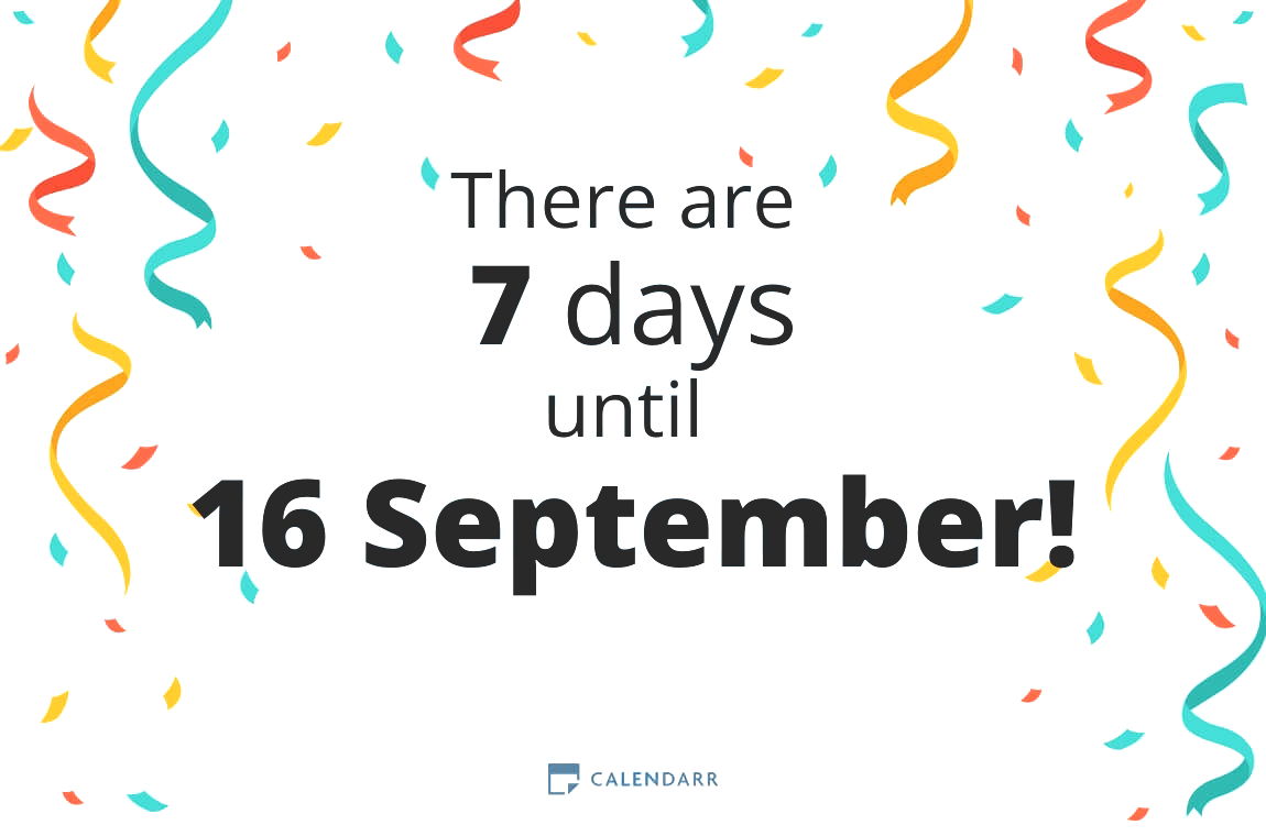 How many days until 16 September - Calendarr