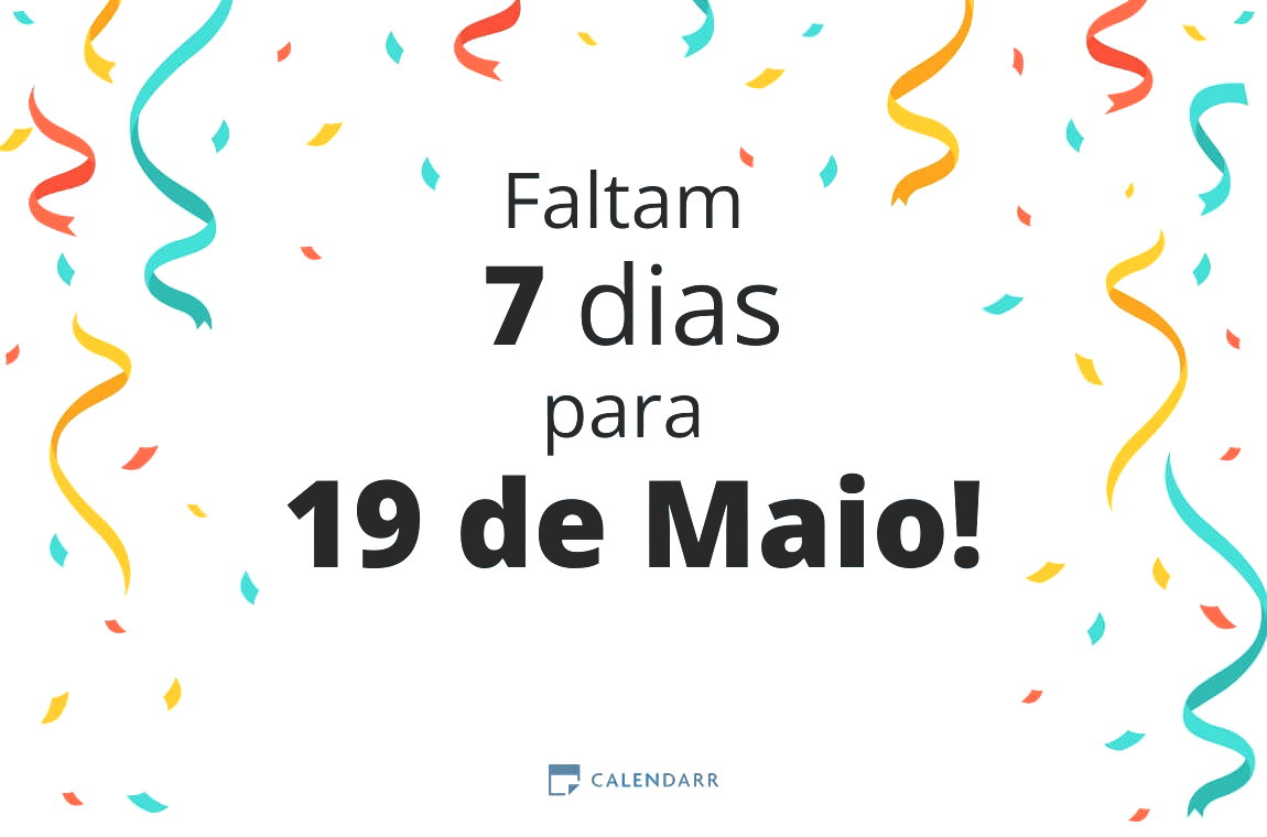 Descubra quantos dias faltam para 19 de Maio - Calendarr