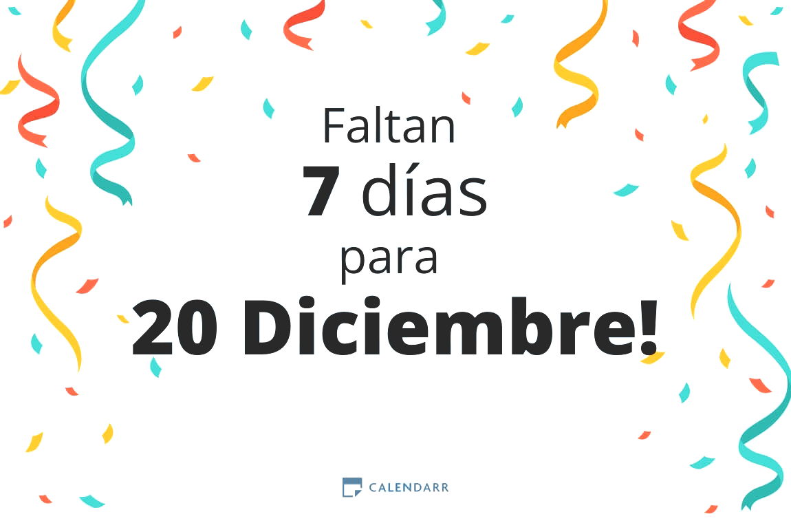 Descubre cuántos días faltan para 20 Diciembre - Calendarr