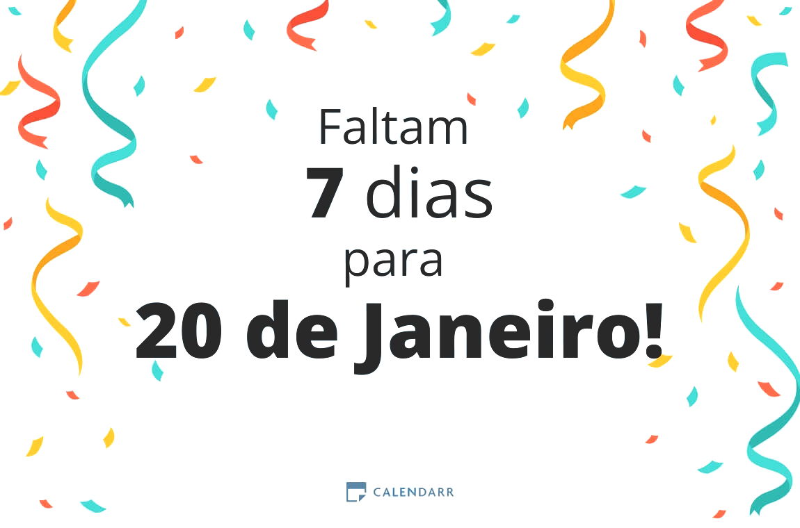 Descubra quantos dias faltam para 20 de Janeiro - Calendarr