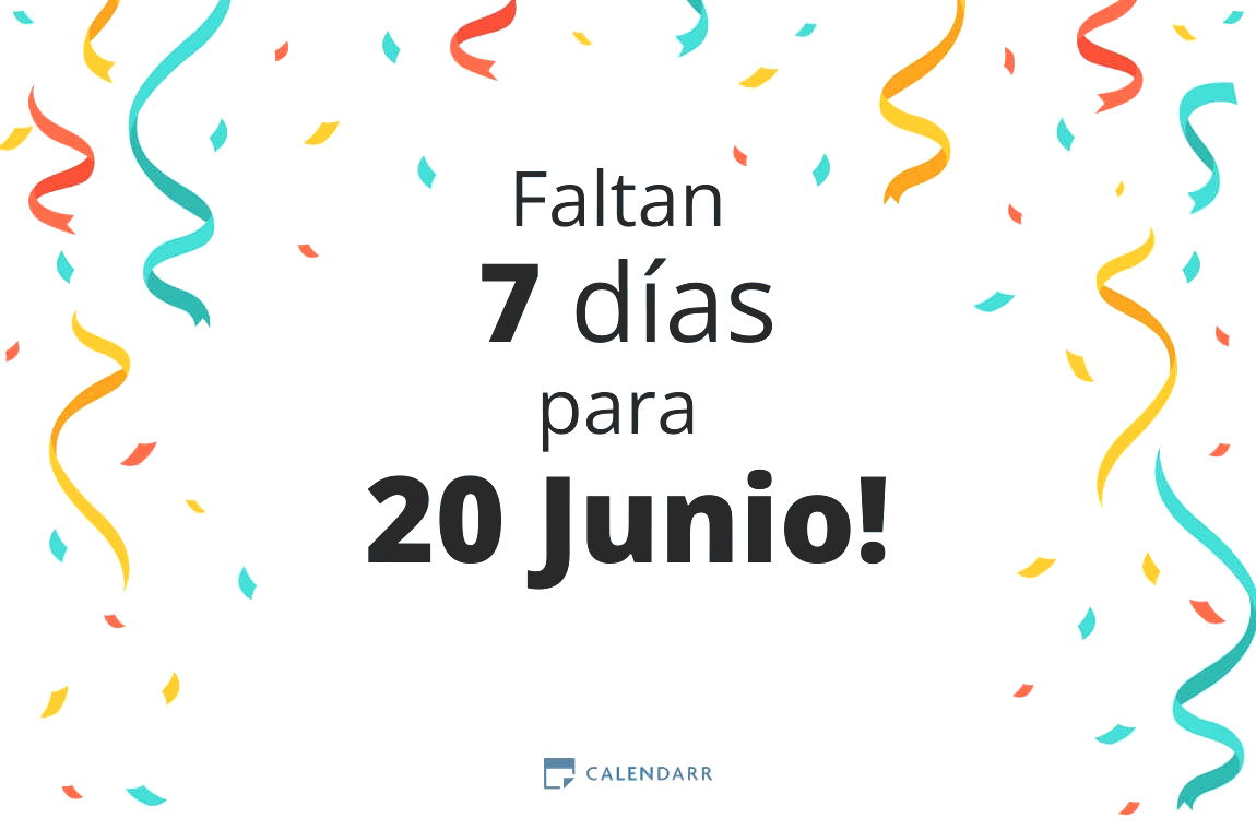 Descubre cuántos días faltan para 20 Junio - Calendarr