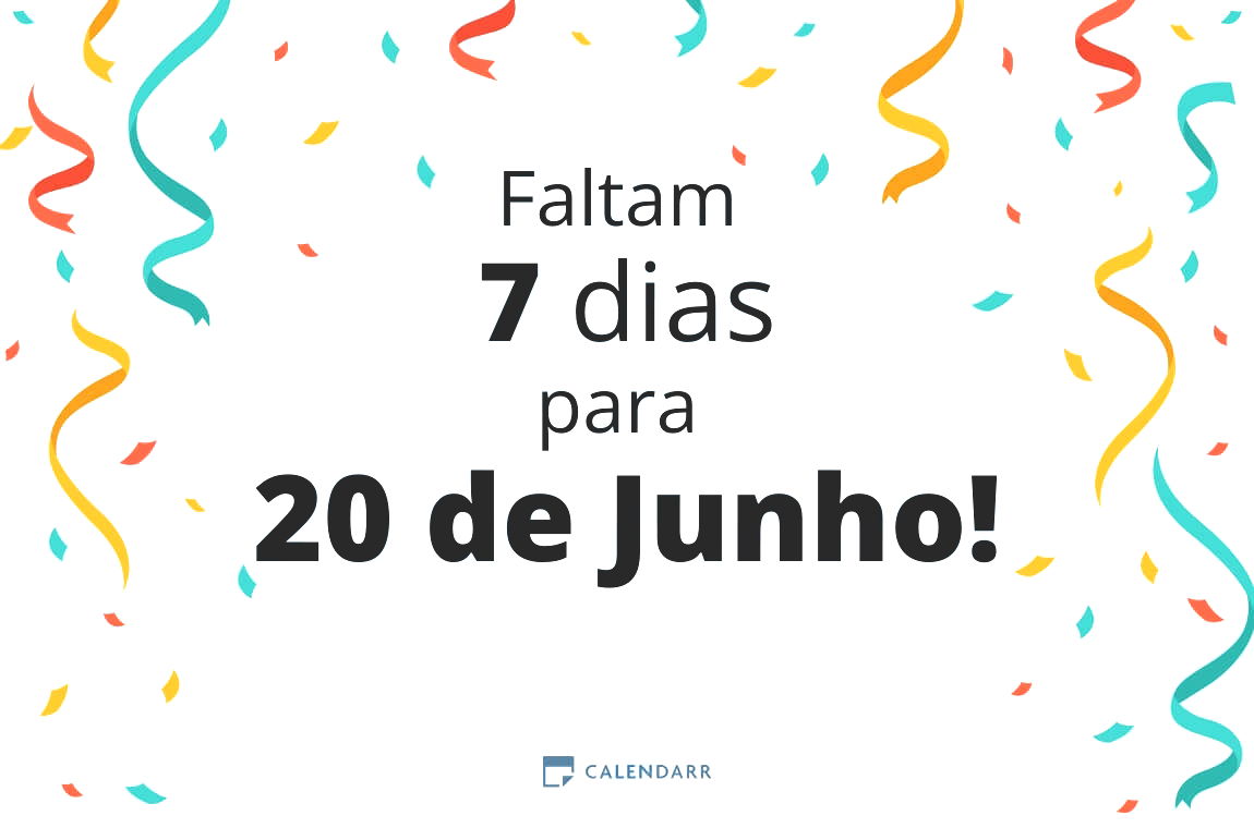 Descobre quantos dias faltam para 20 de Junho - Calendarr