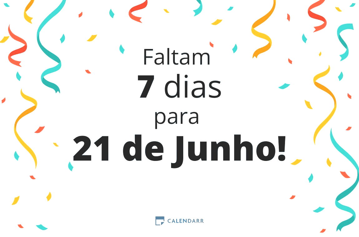 Descubra quantos dias faltam para 21 de Junho - Calendarr
