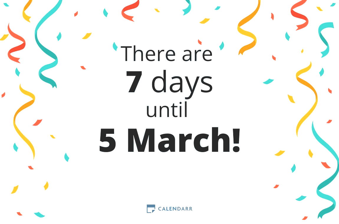 How many days until 5 March - Calendarr