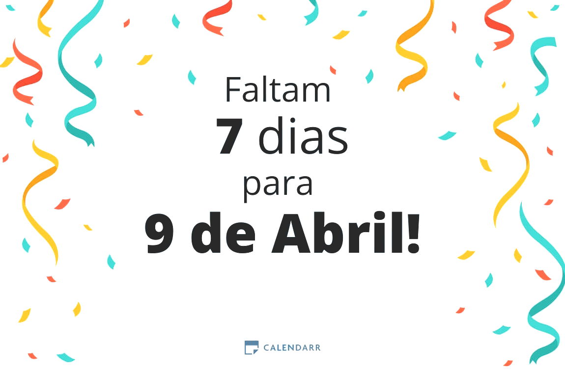 Descobre quantos dias faltam para 9 de Abril - Calendarr