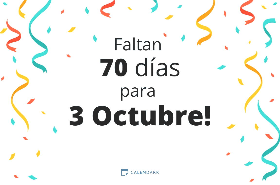 Descubre cuántos días faltan para 3 Octubre - Calendarr
