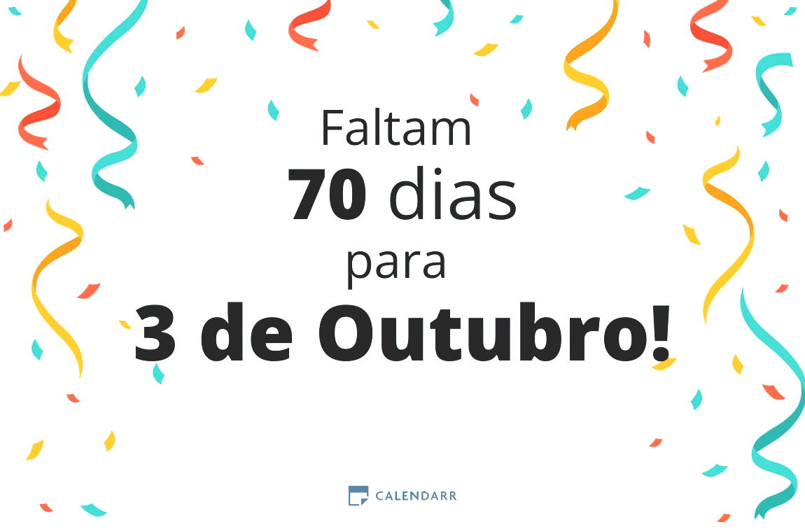 Descubra quantos dias faltam para 3 de Outubro - Calendarr