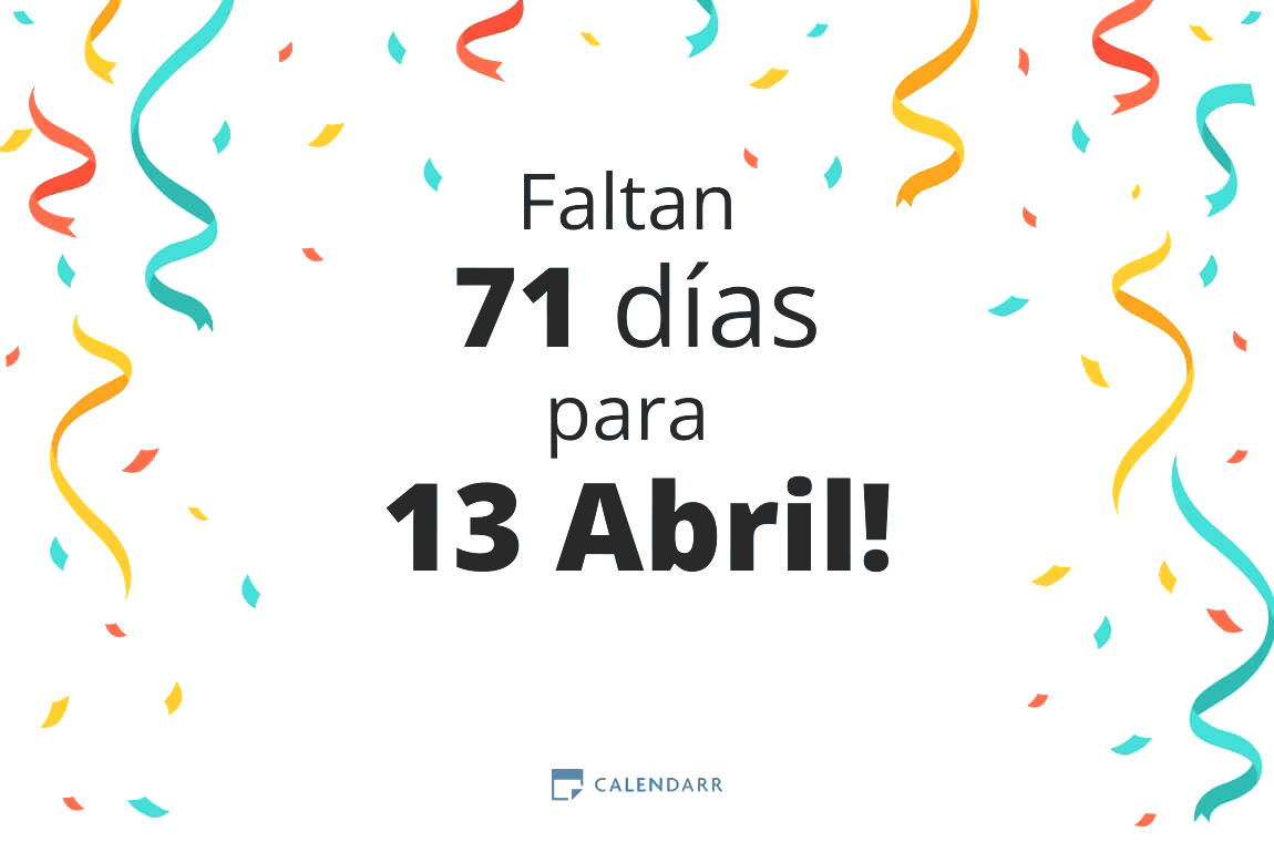 Descubre cuántos días faltan para 13 Abril - Calendarr