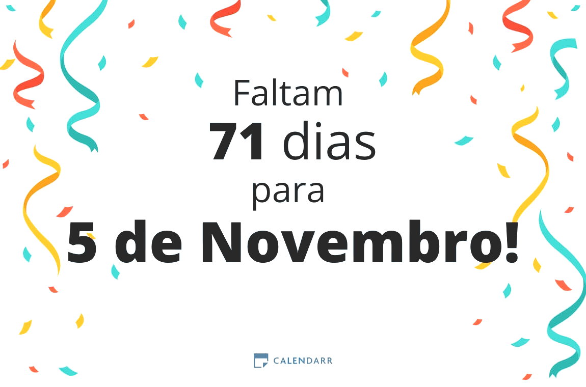 Descubra quantos dias faltam para 5 de Novembro - Calendarr