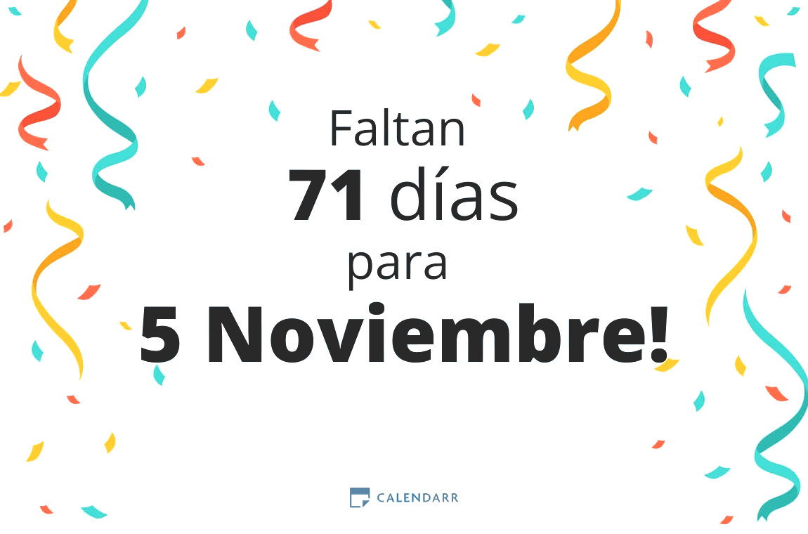 Descubre cuántos días faltan para 5 Noviembre - Calendarr
