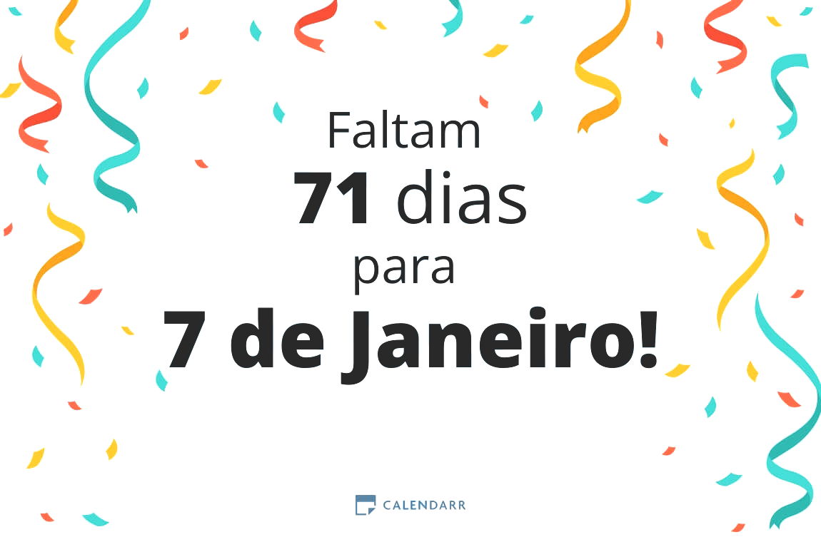 Descobre quantos dias faltam para 7 de Janeiro - Calendarr