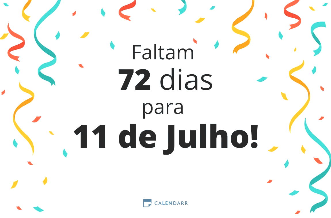 Descubra quantos dias faltam para 11 de Julho - Calendarr