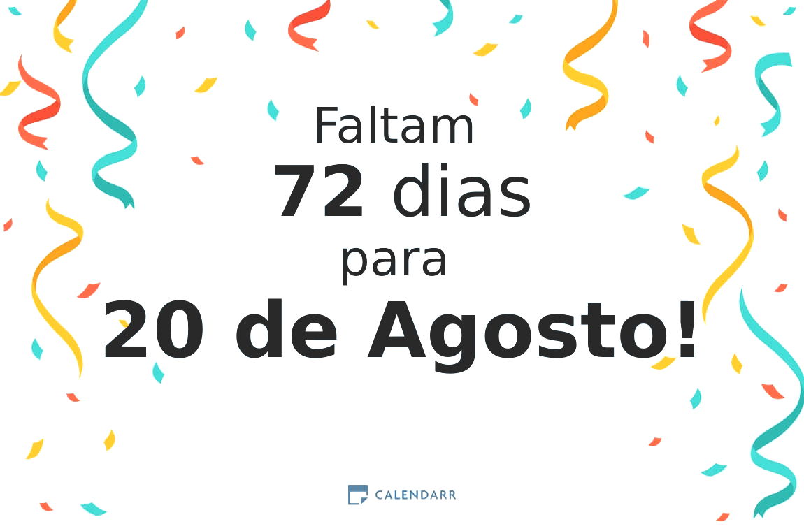 Descubra quantos dias faltam para 20 de Agosto - Calendarr