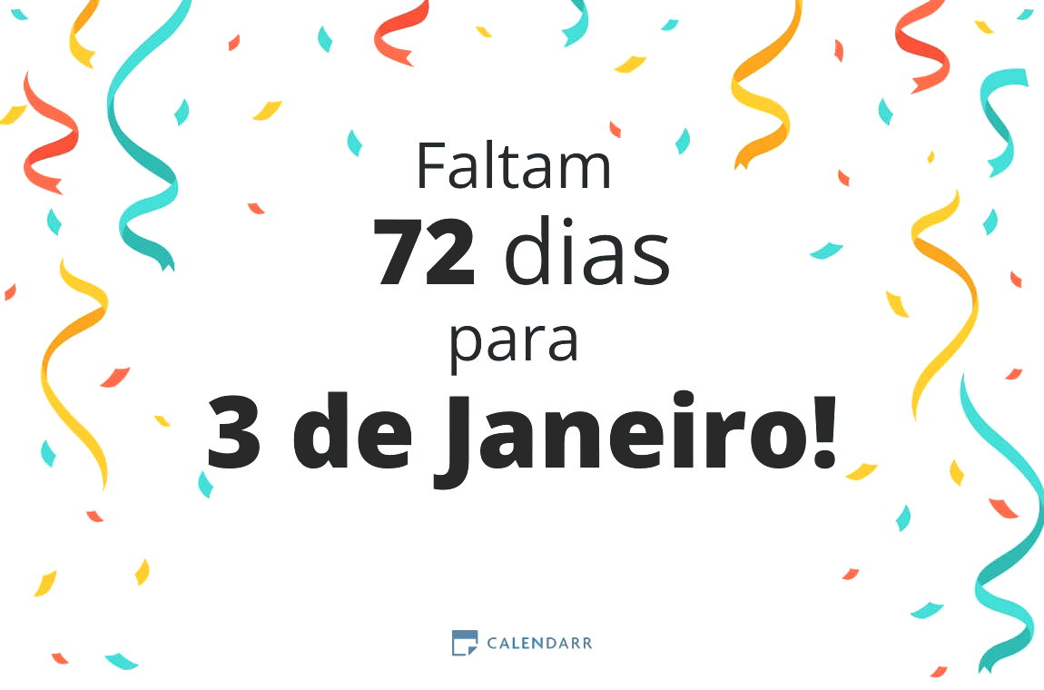 Descobre quantos dias faltam para 3 de Janeiro - Calendarr
