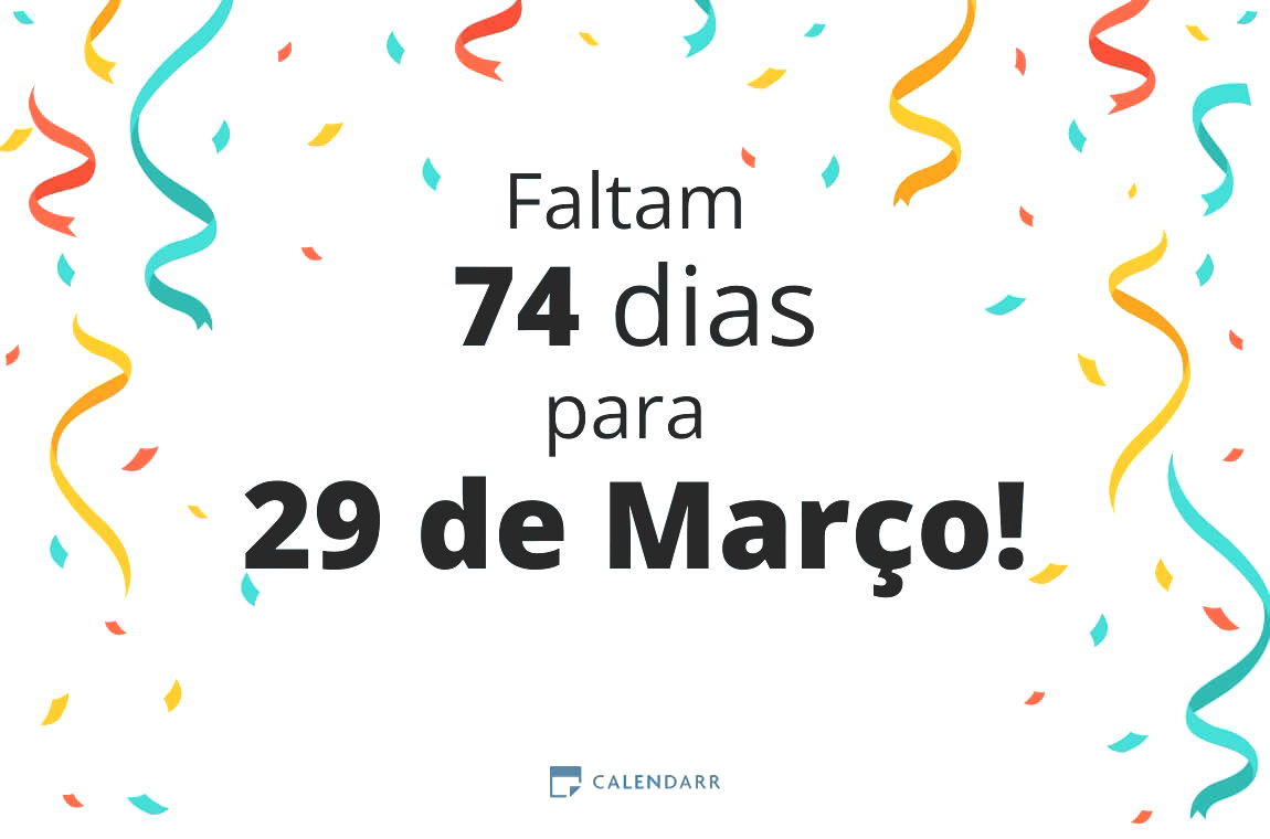 Descubra quantos dias faltam para 29 de Março - Calendarr