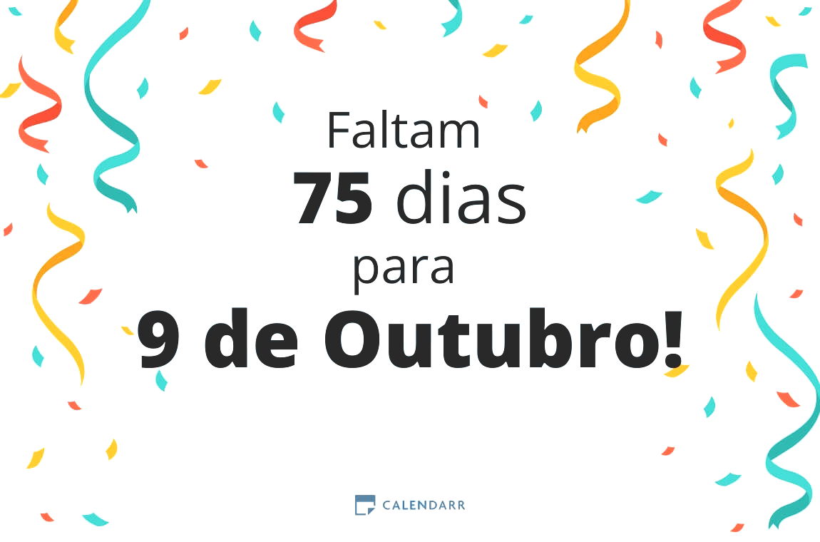 Descubra quantos dias faltam para 9 de Outubro - Calendarr