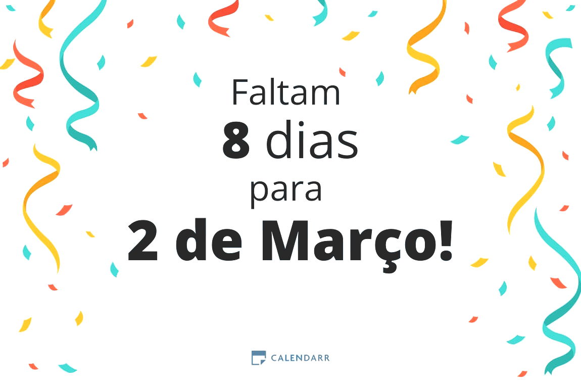 Descubra quantos dias faltam para 2 de Março - Calendarr