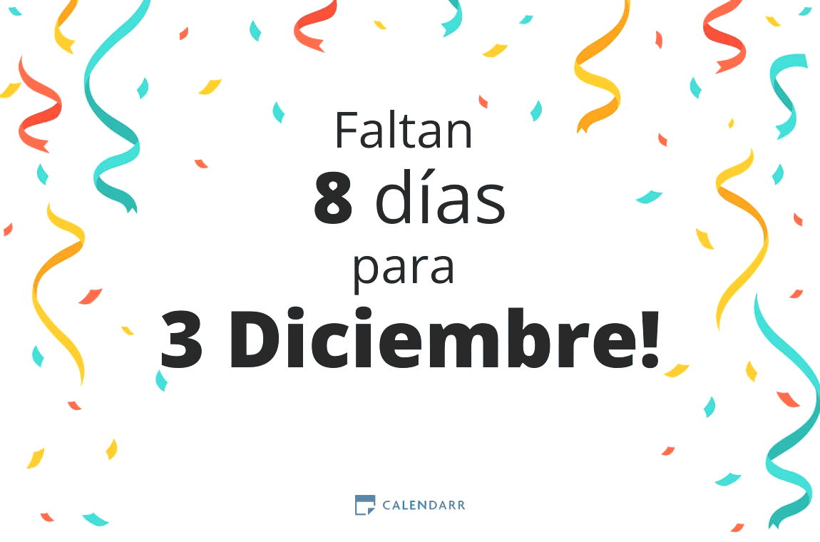 Descubre cuántos días faltan para 3 Diciembre - Calendarr