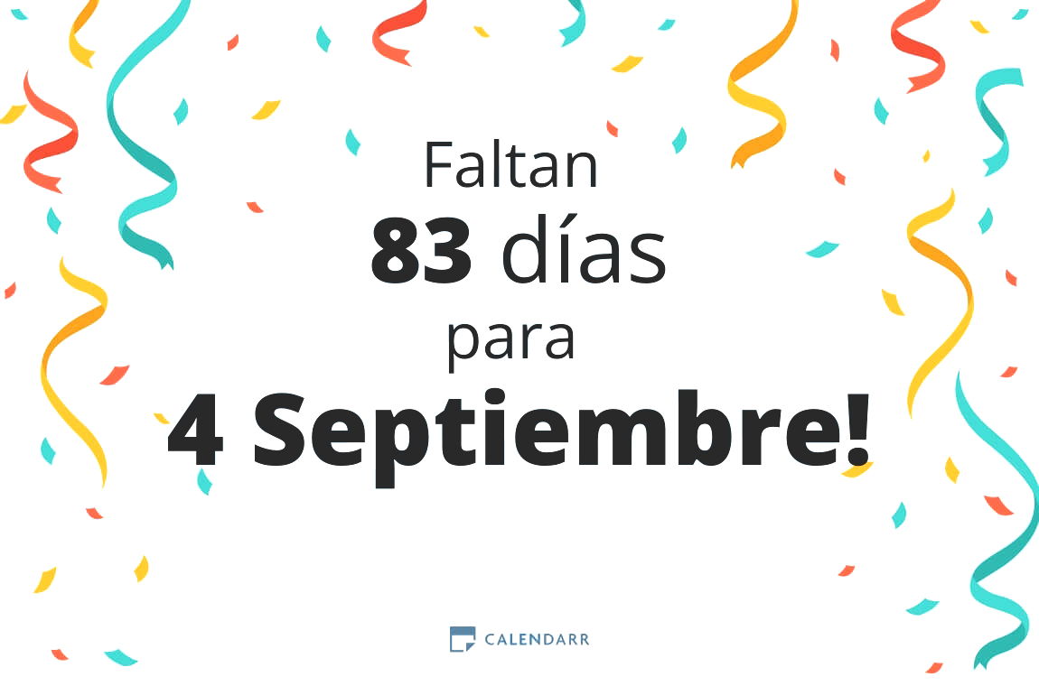 Descubre cuántos días faltan para 4 Septiembre - Calendarr