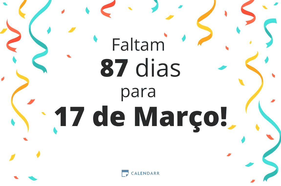 Descubra quantos dias faltam para 17 de Março - Calendarr