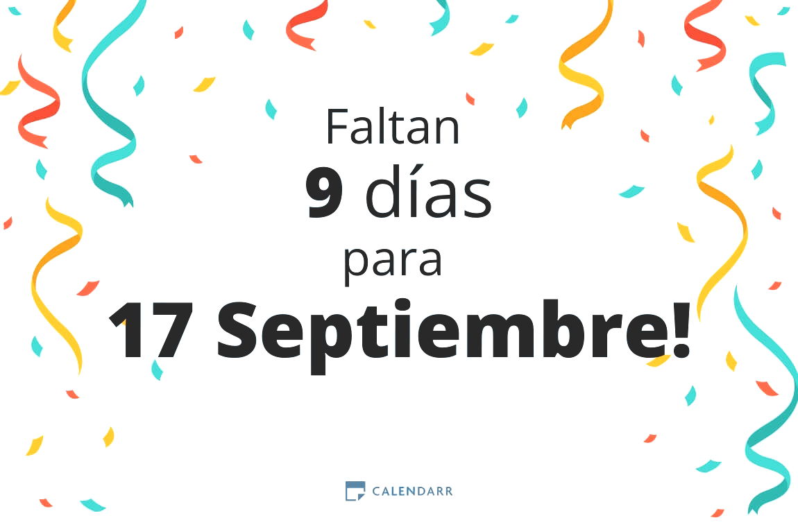 Descubre cuántos días faltan para 17 Septiembre - Calendarr