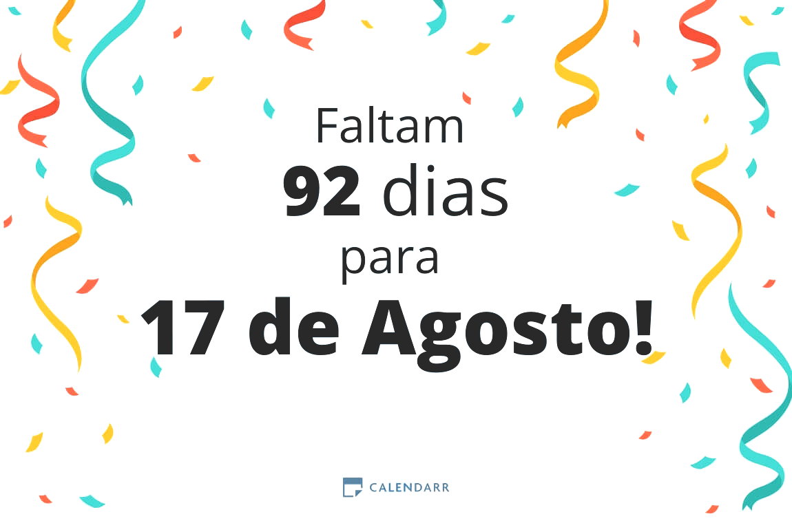 Descobre quantos dias faltam para 17 de Agosto - Calendarr