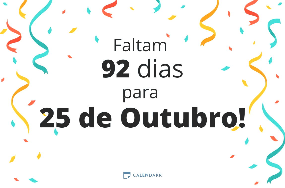 Descubra quantos dias faltam para 25 de Outubro - Calendarr