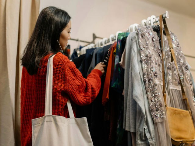 A woman thrift shopping