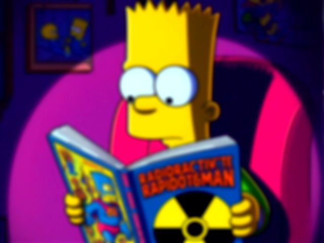 Bart Simpson leyendo un cómic de Radiactivoman