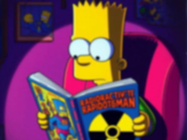 Bart Simpson leyendo un cómic de Radiactivoman