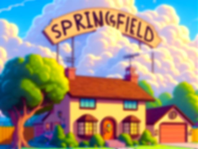 Casa de los Simpson con las letras de Springfiels en las nubes