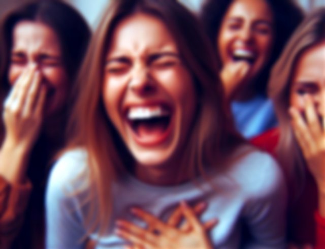 imagen creada por IA de chicas llorando de la risa a carcajadas