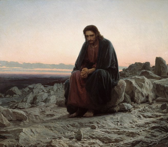 Pintura Cristo en el Desierto
