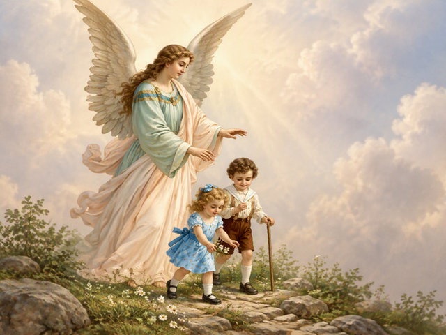 Anjo da Guarda zelando por duas crianças