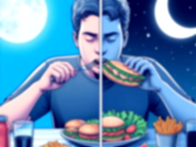 Imagen creada con AI de un chico comiendo y cenando hambirguesa