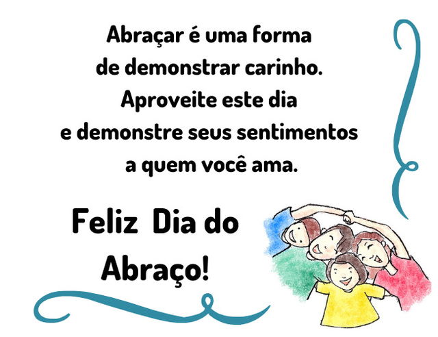 Mensagem de feliz dia do abraço