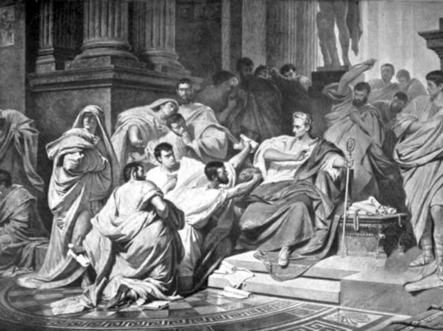 cena antiga do império romano representativa dos idos de março