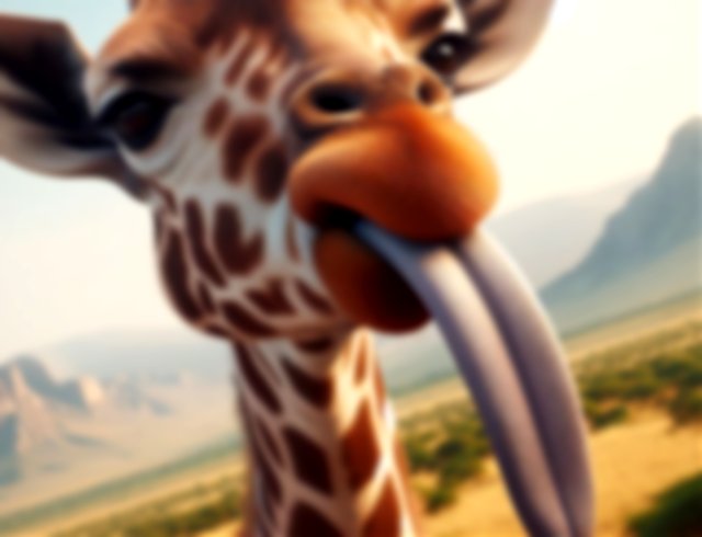 Imagen creada com AI de una jirafa sacando la lengua