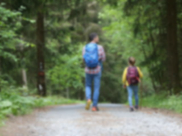 Father and daughter on an adventure walk