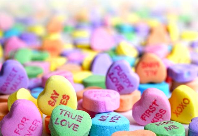 Sweets with love messages written on them