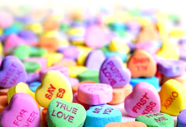 Sweets with love messages written on them