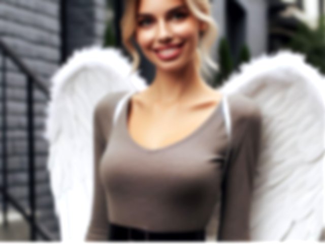 imagen creada con AI de una mujer muy feliz portando alas de ángel