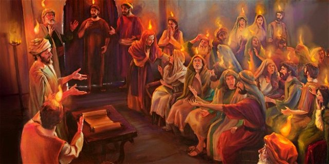 Pentecostes: Descida do Espírito Santo em forma de línguas de fogo