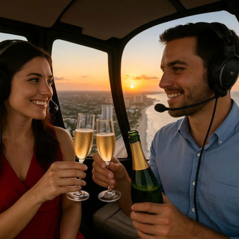 Fort Lauderdale: Romantic Champagne Helicopter Flight Tour