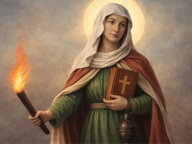 Santa Marta segurando tocha acesa