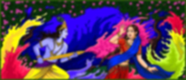 Krishna and Radha playing Holi